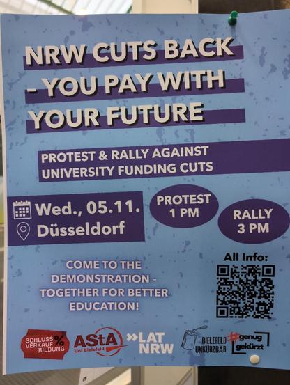NRW cuts back – you pay with your future

Protest & rally against university fundig cuts

…