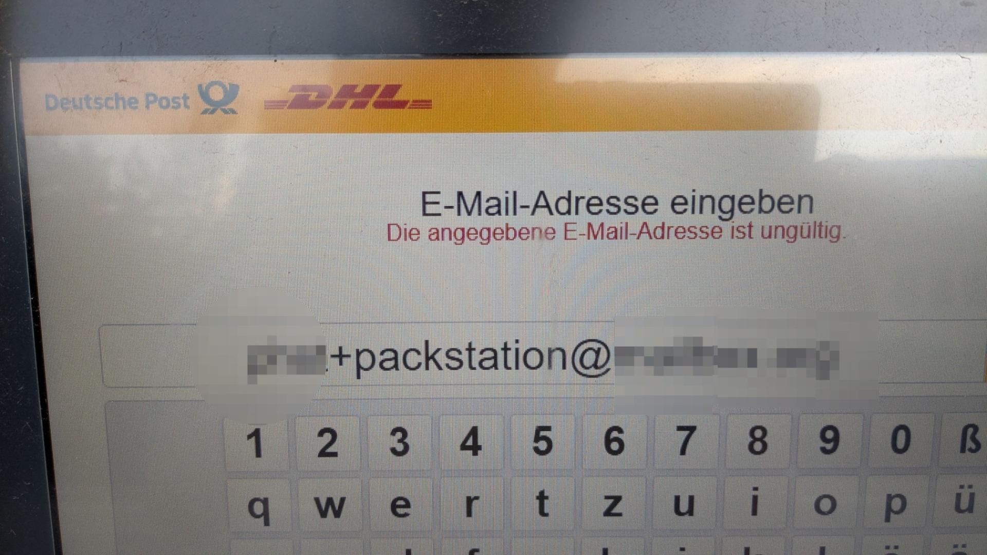 Packstation meint meine Mailadresse sei ungültig weil sie ein Pluszeichen enthält.
