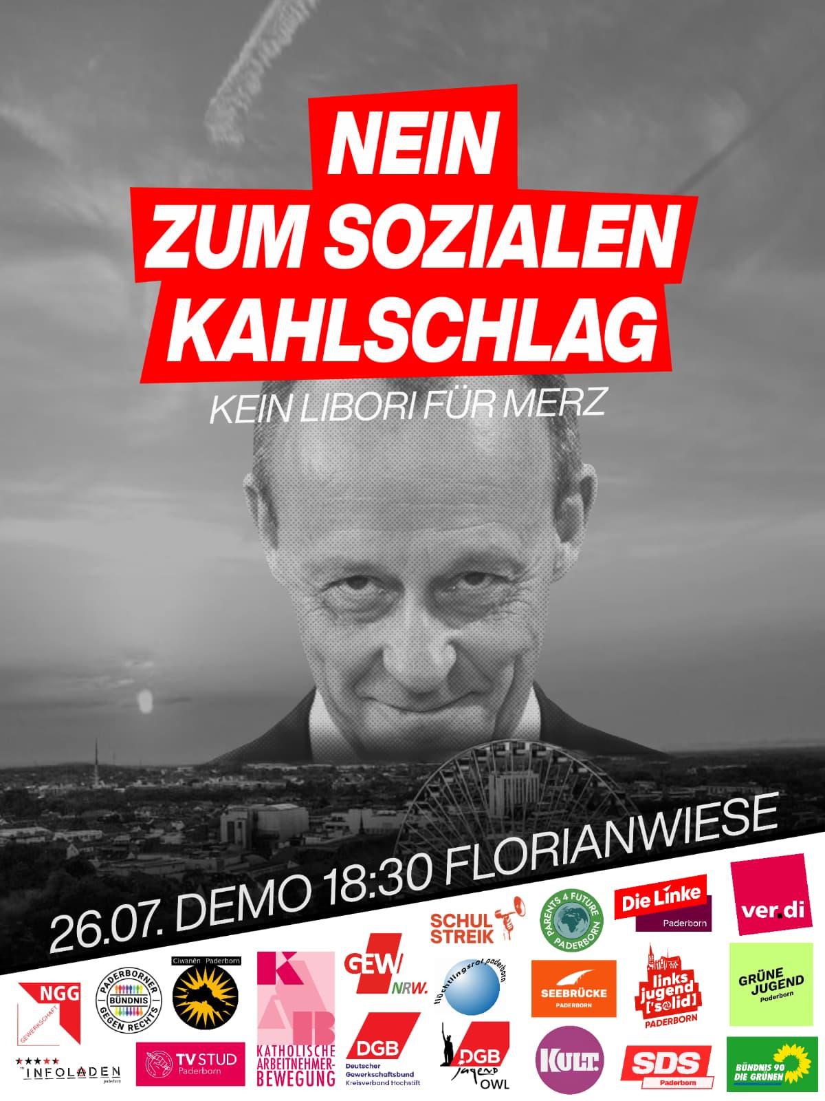 Demoplakat. Die Infos entsprechen dem Inhalt des Textbeitrags.